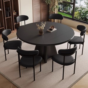 Juego de mesa de comedor de extensión redonda <span class=keywords><strong>8</strong></span> sillas Mesa de comedor de piedra sinterizada de China - Product Image 4