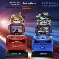 Machine de jeu d'arcade de course de voitures pour enfants à monnayeur, simulateur de conduite double, pour centre de jeux vidéo intérieur, en métal, version anglaise