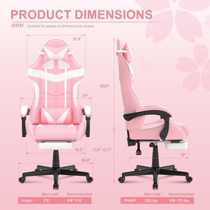 <span class=keywords><strong>Silla</strong></span> de ordenador para mujer, <span class=keywords><strong>silla</strong></span> de ordenador de carreras ergonómica con respaldo alto, rosa, ajustable, para oficina - Product Image 6