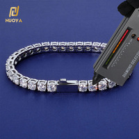 Bracelet Chaîne Tennis NUOYA en Acier Inoxydable de Haute Qualité 3/4/5mm, Sertie de Moissanite, Bijoux Hip Hop pour Hommes et Femmes