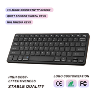 Clavier sans fil à trois modes, ultra fin, à commutateurs à ciseaux silencieux, rechargeable, avec commutation pour 3 appareils (Tablette, Mac, Windows, Android)