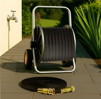 Tuyau d'arrosage de jardin en polyester léger de 30 m, flexible, anti-plis, pliable, haute pression, plat, protection anti-UV, durable