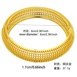 กำไลข้อมือชุบทอง 24k แบบดรอปชิปปิ้ง สำหรับผู้หญิง สไตล์ดูไบ อินเดีย เครื่องประดับเจ้าสาว กำไลลายเรขาคณิตแบบโปร่ง ของขวัญ ขายส่ง - Product Image 5