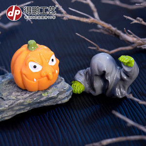 Halloween Pumpkin Ghost Resin Figurine Miniature Decoration Indoor <b>Desktop</b> Ornament - Product Image 3