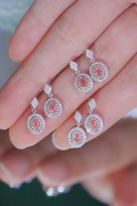 Joyería de Lujo Xinfly con Piedras Preciosas para Novia, Oro Blanco de 18k, Diamante Rosa Natural de 0.30ct, Pendientes y Colgante - Product Image 2