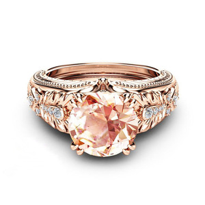 Bague ton rose pour femme, bijoux élégants et scintillants, vente en gros - Product Image 6