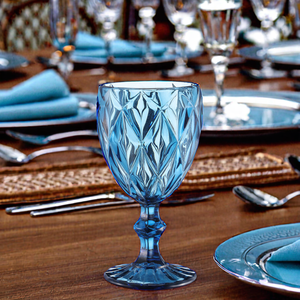 Cristalería DE BODA vintage ecológica 240ml/300ml para champán azul ámbar agua <span class=keywords><strong>copas</strong></span> de vino conjunto 240ml 300ml azul cristalino - Product Image 2