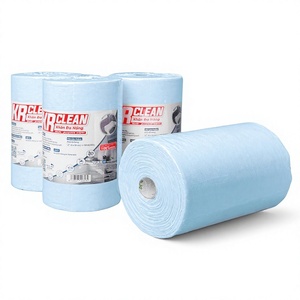 Rouleau de lingettes de nettoyage ménager super absorbantes Krclean, style bleu uni, serviettes de cuisine non tissées, réutilisables, multi-usages - Product Image 1