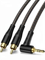Câble audio DAJIANG OEM 3,5 mm Jack coaxial RCA mâle 3,5 mm à angle droit de 90 degrés vers 2 RCA 1 m pour TV, smartphone, ordinateur portable