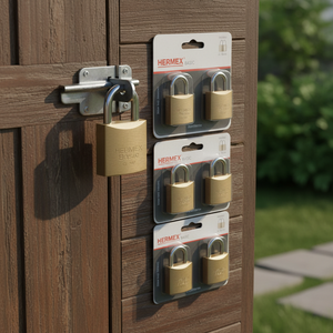 BOX 6 Confezione blister con 2 lucchetti in ottone da 20 mm, HERMEX BASIC - Product Image 3