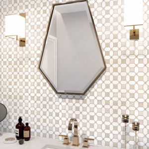Captivating Geometric Design Elegant <strong>White</strong> Cream Marfil Natural Marble <strong>Mosaic</strong> <strong>Tile</strong> for Interior Wall Villa Use European Style - Product Image 4