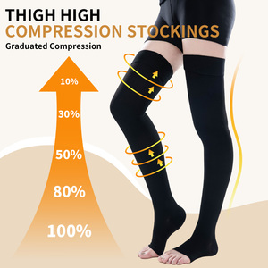 <span class=keywords><strong>Calze</strong></span> a Compressione da <span class=keywords><strong>Donna</strong></span> a Punta Aperta, Lunghe fino alla Coscia, Eco-Friendly, Traspiranti, Antibatteriche, 15-20mmHg, Stampa Jacquard, in Spandex/Nylon - Product Image 3