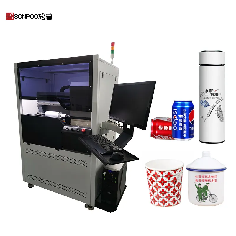 Digital UV Round bottle printing machine with industrial gen5i head for cup printing printer aluminum cans bottle printer