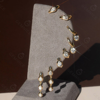 Gemnel Marquise - Pendientes de Plata de Ley 925 con Bisel de Diamantes CZ, Apilables, de Gran Tamaño, Estilo Minimalista, Juego de Joyería