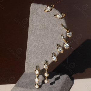 Gemnel Marquise 925 Sterling Silver Ear <b>Cuff</b> CZ Diamond Bezel Stackable <b>earring</b> Big Size Minimalism Style <b>Earring</b> jewelry Set - Product Image 2