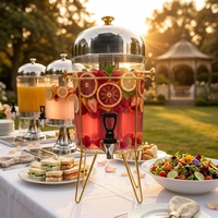 Distributeur de boissons ORIX de luxe en or, en PC transparent, avec tube à glace et robinet, idéal pour les buffets commerciaux, hôtels, mariages et fêtes