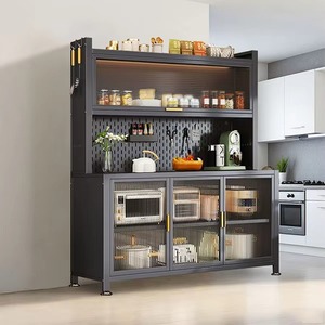 Customized Steel Dustproof Microwave Oven Kitchen <strong>Cabinet</strong> Shelf <strong>White</strong> Sideboard Household Kitchen <strong>Storage</strong> Organization <strong>Cabinets</strong> - Product Image 1