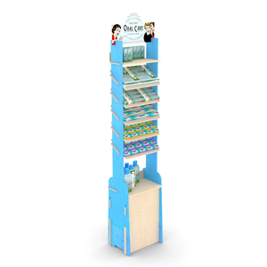 Expositor de suelo de madera personalizado para pasta de dientes, expositor de enjuague bucal de varios niveles con estantes inclinados - Product Image 2
