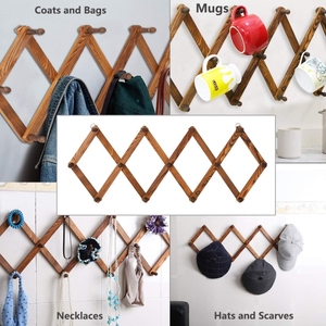 Crochets muraux extensibles <span class=keywords><strong>en</strong></span> <span class=keywords><strong>accordéon</strong></span> marron vintage pour chapeau et <span class=keywords><strong>manteau</strong></span> - Product Image 6