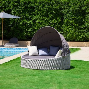 Chaise de <span class=keywords><strong>jardin</strong></span> 2 pièces pour terrasse, cour, imperméable, parasol, convertible, loisirs, vacances - Product Image 2