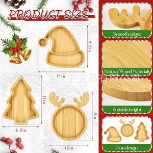 Yu Feifan Bamboo Christmas <b>Tray</b> Set Wooden <b>Snack</b> Platter For Home Decorative Use - Product Image 5