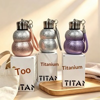 Cangkir titanium kecil warna-warni, cangkir termos labu, cangkir teh terpisah, portabel, dengan tali pengangkat, cangkir saku, hadiah untuk perempuan