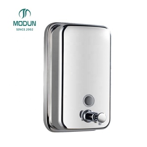 Distributore di disinfettante per le mani con supporto a parete dell'hotel, distributore manuale di sapone liquido in acciaio inox - Product Image 2