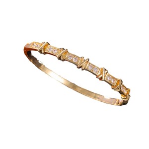 Classic Double Row Zircon <b>Bangle</b> For Women Polished Gold <b>Silver</b> Zinc Alloy Claw Setting Gift Jewelry Fashion <b>Bracelet</b> - Product Image 5