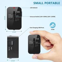 Adaptor bepergian seluruh dunia/Adaptor colokan listrik AC Adaptor perjalanan Universal semua dalam satu dengan USB-C dan port pengisian USB-A