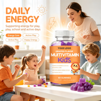 Compléments vitaminiques pour enfants OEM, gommes multivitaminées pour enfants avec du zinc, favorisent un système immunitaire sain, saveur raisin, 60 unités