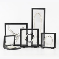 Boîte à bijoux personnalisée avec logo, cadre flottant en plastique transparent, membrane en film PE, pour bracelet, boucles d'oreilles, bague, collier