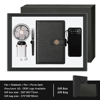 Ensemble cadeau personnalisé avec ventilateur 4 en 1, stylo, carnet A5 et batterie externe, cadeaux pour la formation des nouveaux employés et les voyages d'entreprise