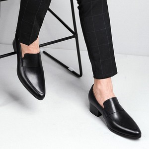 Nouvelles chaussures en cuir pour hommes, tendance, à bout pointu, à talons hauts, décontractées, formelles, à bout peu profond - Product Image 1