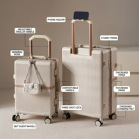 Ensemble de bagages de cabine PC Modern Classic Luxury avec valise légère et étanche à 4 roues silencieuses, serrure incluse