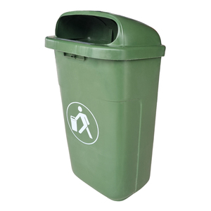 Cestino per rifiuti classico da 50 litri verde con coperchio a battente per uso esterno - Product Image 1