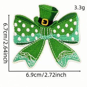 <strong>St</strong> <strong>Patricks</strong> <strong>Day</strong> Bow Embroidered Iron on Patches Green Clover Shamrock Leprechaun Hat Applique for Clothing Jeans Backpacks - Product Image 2