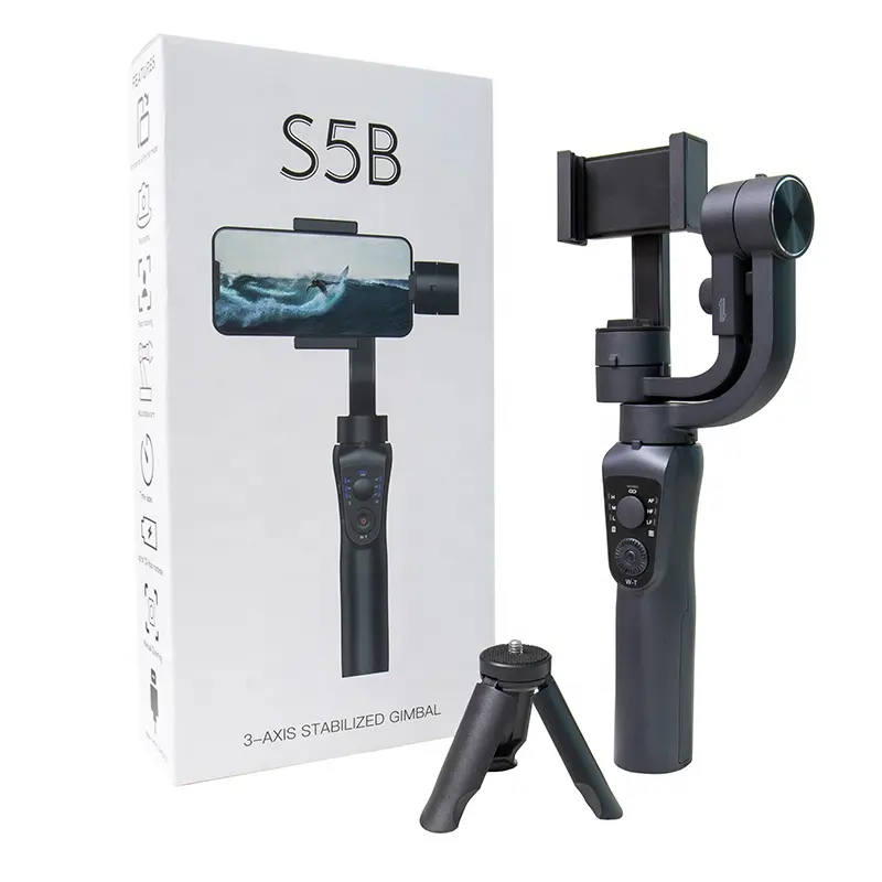 S5B Estabilizador Camera Gimbal 3 axis Handheld Stabilizer Smartphone Anti-shake 360 Rotation Gimbal Stabilizer with Tripod