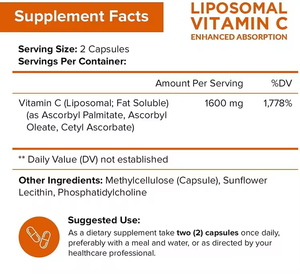 Vitamina C Liposomal 1600mg, Antioxidante de Alta Absorción, Ácido Ascórbico Soluble en Grasa, Suplementos Vitamínicos Antienvejecimiento para Niños - Product Image 3