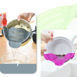 Égouttoir à riz en silicone à clipser avec bec verseur, passoire de cuisine flexible de qualité alimentaire pour égoutter l'eau - Product Image 2
