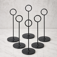 Porte-cartes de table en métal noir, 8 pouces de haut, support de table circulaire, présentoir de menu moderne pour mariage et banquet