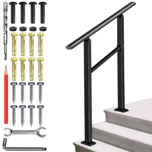 室外扶手1至5步锻铁金属可调门廊套件楼梯栏杆扶手楼梯扶手