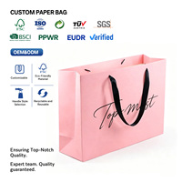 Cetak Tas Belanja Kertas Pink Kemasan Pakaian Mewah Logo Merek Pribadi Kustom