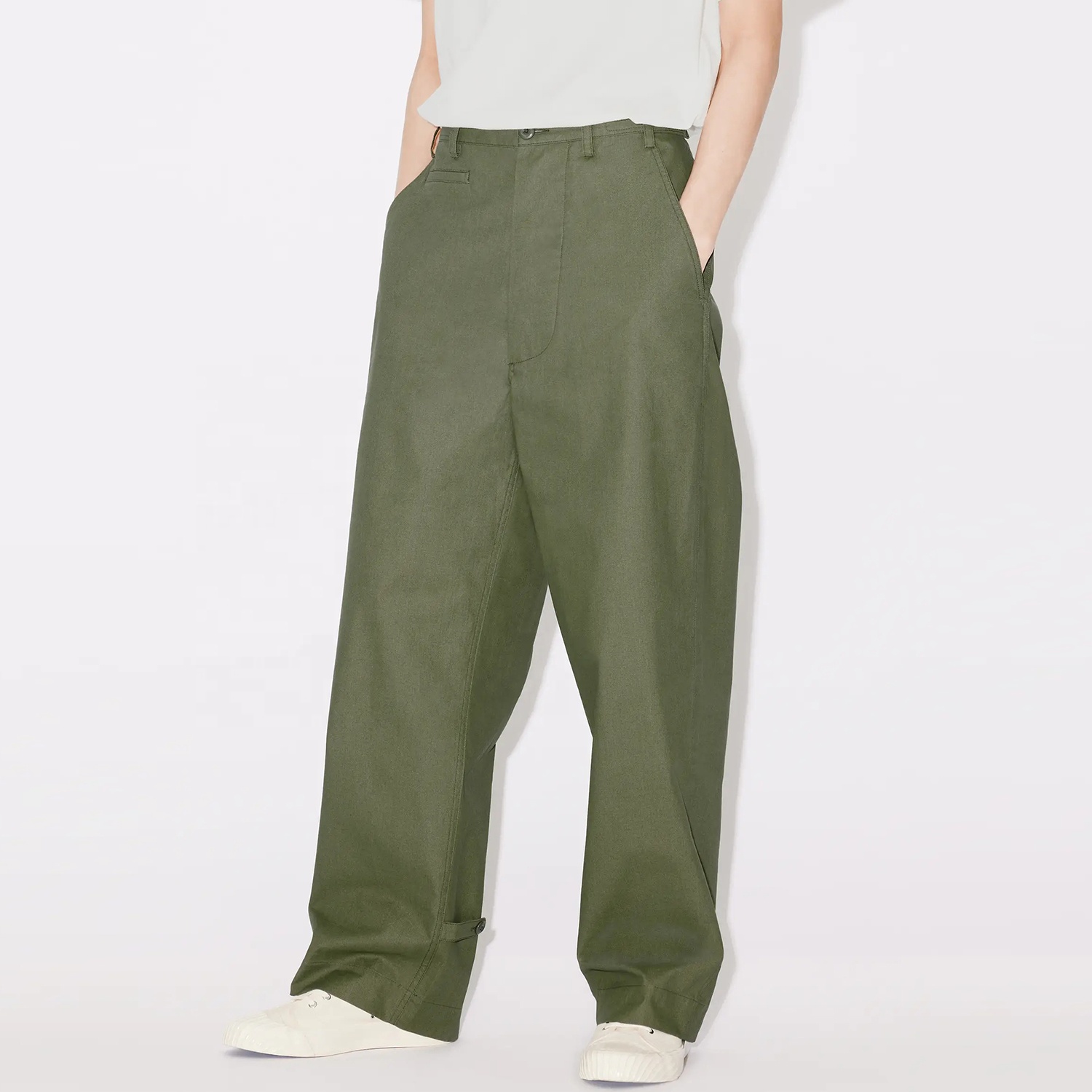 Hoge Kwaliteit Custom Essentials Oversized Chino Broek Mannen Baggy Rits Broek Rechte Wijde Pijpen Joggingbroek Voor Mannen