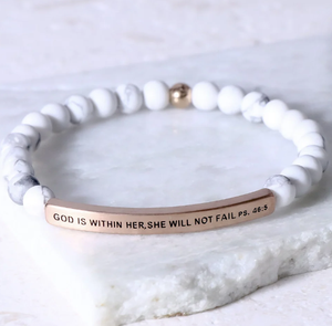 Loveher Gepersonaliseerde Paar Natuursteen Kralen Armband Gegraveerd Bericht Natuursteen Armband Cadeau Voor Haar Psalmen Sieraden - Product Image 3