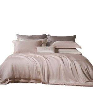 Xd Tencel <b>Bedding</b> <b>Set</b> Solid Color Embroidery 4-Piece Duvet Cover Pillowcase Sheets - Product Image 5