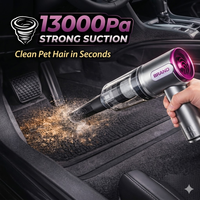Aspirateur de Voiture Portable sans Fil 13000 Pa, Forte Aspiration pour Poils d'Animaux, Sable et Nettoyage de VUS, Mini Aspirateur à Main