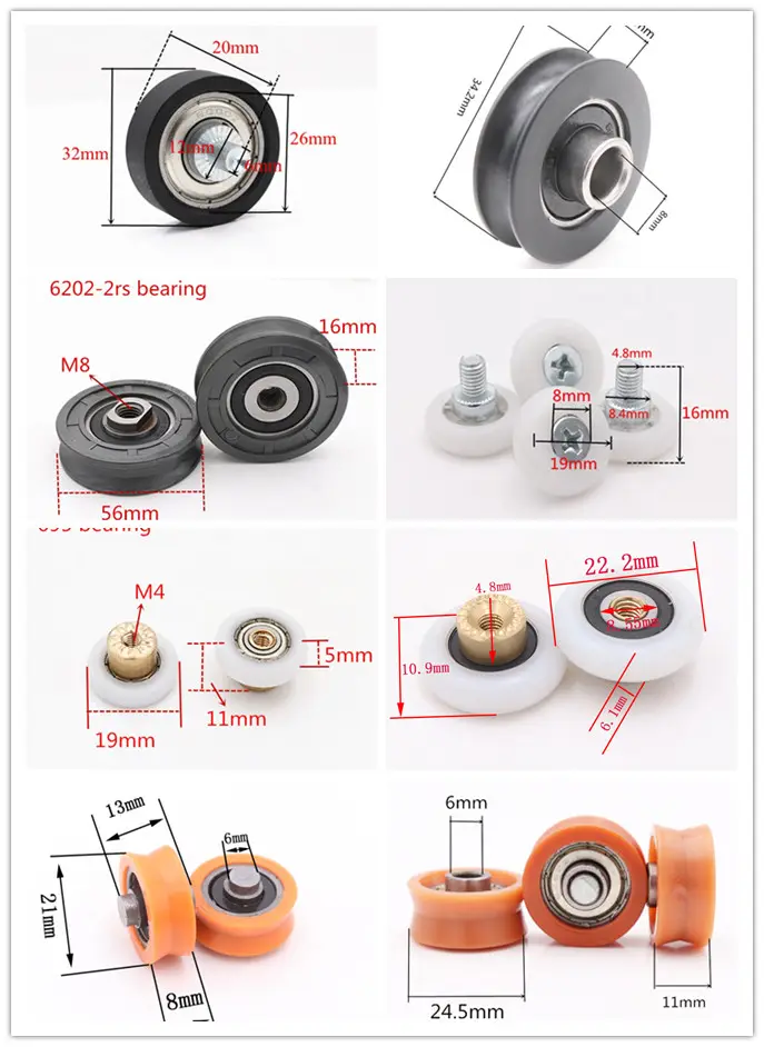 Garderobekast Schuifdeur Roller Pom Nylon Schuifdeur Geleider Roller Hard Plastic Wielen Deur & Raam Rollen