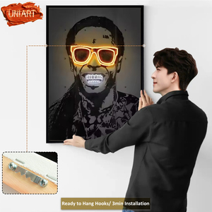 UNIART-Arte de pared en <span class=keywords><strong>3D</strong></span> personalizado, póster de salón de belleza de uñas de pelo <span class=keywords><strong>luminoso</strong></span> LED de neón, pintura de retrato vertical iluminada - Product Image 4