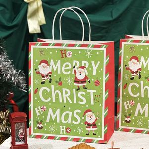 Meilleures ventes - Sacs shopping en papier kraft brun et blanc personnalisés, écologiques, petits sacs cadeaux de Noël avec logo, pour usage artisanal - Product Image 3