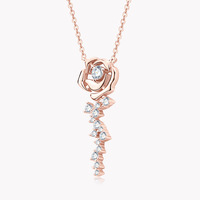 Collier pendentif en chaîne serpent géométrique classique en or rose 14 carats avec moissanite, bijoux français élégants pour femmes, certifié IGI